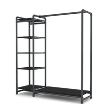 40"L x 21"W x 3"H Inch Pipeline Etagere Add-On Hang Fold Attachment Anthracite Grey Rack with Black Shelves PSETGHRFSBK