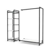 40"L x 21"W x 3"H Inch Pipeline Etagere Add-On Hang Fold Attachment Anthracite Grey Rack with White Shelves PSETGHRFSWH