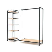 40"L x 21"W x 3"H Inch Pipeline Etagere Add-On Hang Fold Attachment Anthracite Grey Rack with Raw Oak Wood Grain Shelves PSETGHRFSOK