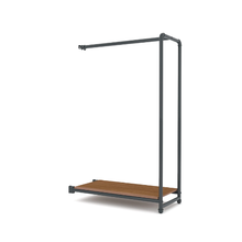 40"L x 21"W x 3"H Inch Pipeline Etagere Add-On Hang Fold Attachment Anthracite Grey Rack with Dark Brown Wood Grain Shelves PSETGHRFSBN