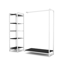 40"L x 21"W x 3"H Inch Pipeline Etagere Add-On Hang Fold Attachment Anthracite Gloss White Rack with Black Shelves PSETGHRFSWBK