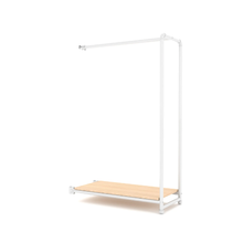 40"L x 21"W x 3"H Inch Pipeline Etagere Add-On Hang Fold Attachment Gloss White Rack with Raw Oak Wood Grain Shelves PSETGHRFSWOK
