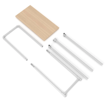 40"L x 21"W x 3"H Inch Pipeline Etagere Add-On Hang Fold Attachment Gloss White Rack with Raw Oak Wood Grain Shelves PSETGHRFSWOK