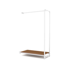 40"L x 21"W x 3"H Inch Pipeline Etagere Add-On Hang Fold Attachment Gloss White Rack with Dark Brown Wood Grain Shelves PSETGHRFSWBN