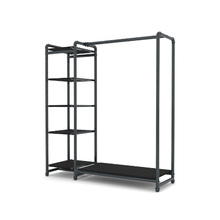 40"L x 21"W x 8"H Inch Pipeline Etagere Hang-Fold Retail Display Fixture Anthracite Grey Rack with Black Shelves PSETGHRKTBK