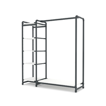 40"L x 21"W x 8"H Inch Pipeline Etagere Hang-Fold Retail Display Fixture Anthracite Grey Rack with White Shelves PSETGHRKTWH