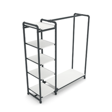 40"L x 21"W x 8"H Inch Pipeline Etagere Hang-Fold Retail Display Fixture Anthracite Grey Rack with Raw Oak Wood Grain Shelves PSETGHRKTOK