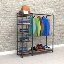 40"L x 21"W x 8"H Inch Pipeline Etagere Hang-Fold Retail Display Fixture Anthracite Grey Rack with Dark Brown Wood Grain Shelves PSETGHRKTBN