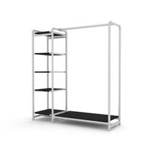 40"L x 21"W x 8"H Inch Pipeline Etagere Hang-Fold Retail Display Fixture Gloss White Rack with Black Shelves PSETGHRWKTBK