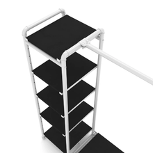 40"L x 21"W x 8"H Inch Pipeline Etagere Hang-Fold Retail Display Fixture Gloss White Rack with Black Shelves PSETGHRWKTBK