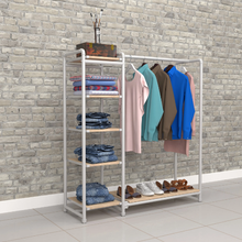 40"L x 21"W x 8"H Inch Pipeline Etagere Hang-Fold Retail Display Fixture Gloss White Rack with Raw Oak Wood Grain Shelves PSETGHRWKTOK