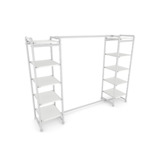 18"L x 18"W x 60"H Inch Pipeline Double Etagere Hang Bar Gloss White Rack with Shelves PSETGWWHX2