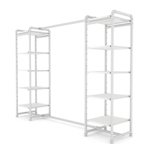 18"L x 18"W x 60"H Inch Pipeline Double Etagere Hang Bar Gloss White Rack with Shelves PSETGWWHX2