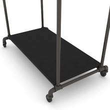 55"L x 30"W x 4"H Inch Pipeline Adjustable Double Bar Ballet Anthracite Grey Rack with Black Base Shelf PSBBLLADJKBK