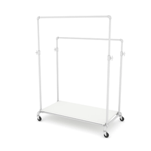 55"L x 30"W x 4"H Inch Pipeline Adjustable Double Bar Ballet Gloss White Rack Base Shelf PSBBLLADJWKWH