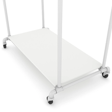 55"L x 30"W x 4"H Inch Pipeline Adjustable Double Bar Ballet Gloss White Rack Base Shelf PSBBLLADJWKWH