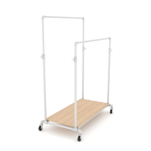 55"L x 28"W x 3"H Inch Pipeline Adjustable Double Bar Ballet Raw Oak Wood Grain Base Shelf PSBBLLADJSOK