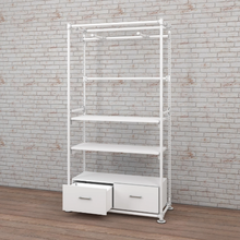 97"L x 22"W x 16.75"H Inch Pipeline Freestanding Kit with Faceouts Two Shelves and Drawers Gloss White Frame PSFS96KIT1WW