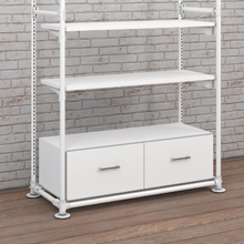 97"L x 22"W x 16.75"H Inch Pipeline Freestanding Kit with Faceouts Two Shelves and Drawers Gloss White Frame PSFS96KIT1WW