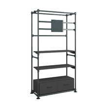97"L x 21.5"W x 16.75"H Inch Pipeline Freestanding Kit with TV Display Mount Two Shelves and Drawers Anthracite Grey Frame PSFS96KIT2GB