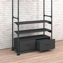 97"L x 21.5"W x 16.75"H Inch Pipeline Freestanding Kit with TV Display Mount Two Shelves and Drawers Anthracite Grey Frame PSFS96KIT2GB