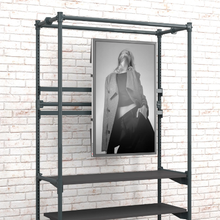 97"L x 21.5"W x 16.75"H Inch Pipeline Freestanding Kit with TV Display Mount Two Shelves and Drawers Anthracite Grey Frame PSFS96KIT2GB