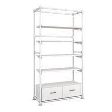97"L x 20"W x 16.75"H Inch Pipeline Freestanding Kit with 4 Shelves and Drawers Gloss White Frame PSFS96KIT3WW