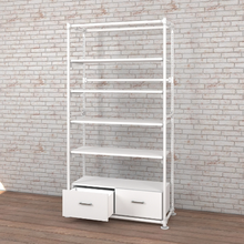 97"L x 20"W x 16.75"H Inch Pipeline Freestanding Kit with 4 Shelves and Drawers Gloss White Frame PSFS96KIT3WW