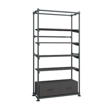 97"L x 20"W x 16.75"H Inch Pipeline Freestanding Kit with 4 Shelves and Drawers Anthracite Grey Frame PSFS96KIT3GB