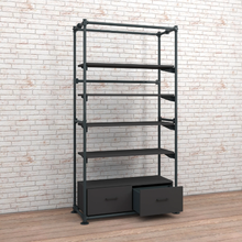 97"L x 20"W x 16.75"H Inch Pipeline Freestanding Kit with 4 Shelves and Drawers Anthracite Grey Frame PSFS96KIT3GB