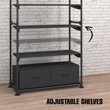 97"L x 20"W x 16.75"H Inch Pipeline Freestanding Kit with 4 Shelves and Drawers Anthracite Grey Frame PSFS96KIT3GB