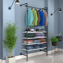 54"L x 20"W x 4.5"H Inch Pipeline Outrigger Kit Hang Rail and Four Wood Anthracite Grey Frame with White Shelves PSORG1WH