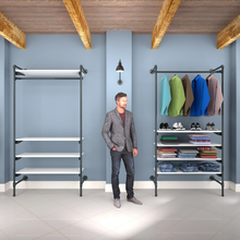 54"L x 20"W x 4.5"H Inch Pipeline Outrigger Kit Hang Rail and Four Wood Anthracite Grey Frame with White Shelves PSORG1WH