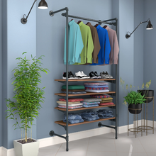 54"L x 20"W x 4.5"H Inch Pipeline Outrigger Kit Hang Rail and Anthracite Grey Frame with Dark Brown Wood Grain Shelves PSORG1BN