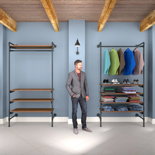 54"L x 20"W x 4.5"H Inch Pipeline Outrigger Kit Hang Rail and Anthracite Grey Frame with Dark Brown Wood Grain Shelves PSORG1BN