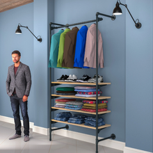 54"L x 20"W x 4.5"H Inch Pipeline Outrigger Kit Hang Rail and Anthracite Grey Frame with Raw Oak Wood Grain Shelves PSORG1OK