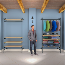 54"L x 20"W x 4.5"H Inch Pipeline Outrigger Kit Hang Rail and Anthracite Grey Frame with Raw Oak Wood Grain Shelves PSORG1OK