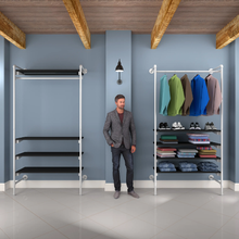 54"L x 20"W x 4.5"H Inch Pipeline Outrigger Kit Hang Rail and Four Wood Gloss White Frame with Black Shelves PSORW1BK