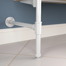 54"L x 20"W x 4.5"H Inch Pipeline Outrigger Kit Hang Rail and Four Wood Gloss White Frame with Black Shelves PSORW1BK
