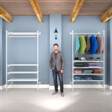 54"L x 20"W x 4.5"H Inch Pipeline Outrigger Kit Hang Rail and Four Wood Gloss White Frame with Shelves PSORW1WH