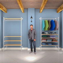 54"L x 20"W x 4.5"H Inch Pipeline Outrigger Kit Hang Rail and Four Gloss White Frame with Raw Oak Wood Grain Shelves PSORW1OK