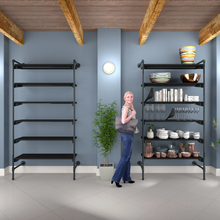 51.25"L x 20"W x 4.5"H Inch Pipeline Outrigger Kit Six Wood Anthracite Grey Frame with Black Shelves PSORG2BK