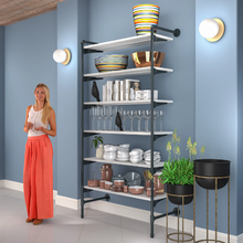 51.25"L x 20"W x 4.5"H Inch Pipeline Outrigger Kit Six Wood Anthracite Grey Frame with White Shelves PSORG2WH