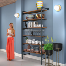 51.25"L x 20"W x 4.5"H Inch Pipeline Outrigger Kit Six Anthracite Grey Frame with Dark Brown Wood Grain Shelves PSORG2BN