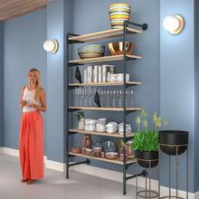 51.25"L x 20"W x 4.5"H Inch Pipeline Outrigger Kit Six Anthracite Grey Frame with Raw Oak Wood Grain Shelves PSORG2OK