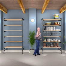 51.25"L x 20"W x 4.5"H Inch Pipeline Outrigger Kit Six Anthracite Grey Frame with Raw Oak Wood Grain Shelves PSORG2OK