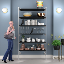 51.25"L x 20"W x 4.5"H Inch Pipeline Outrigger Kit Six Wood Gloss White Frame with Black Shelves PSORW2BK