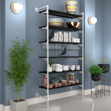 51.25"L x 20"W x 4.5"H Inch Pipeline Outrigger Kit Six Wood Gloss White Frame with Black Shelves PSORW2BK