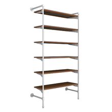 51.25"L x 20"W x 4.5"H Inch Pipeline Outrigger Kit Six Gloss White Frame with Dark Brown Wood Grain Shelves PSORW2BN