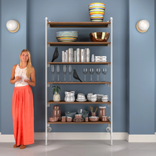 51.25"L x 20"W x 4.5"H Inch Pipeline Outrigger Kit Six Gloss White Frame with Dark Brown Wood Grain Shelves PSORW2BN